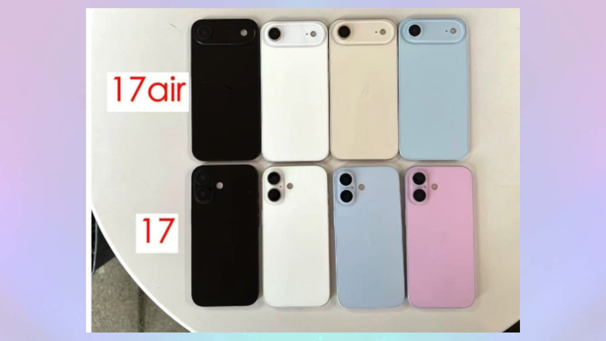 four color options for iPhone 17 Air and the iPhone 17