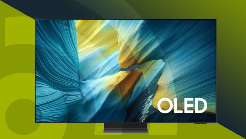 Samsung S95F on green background