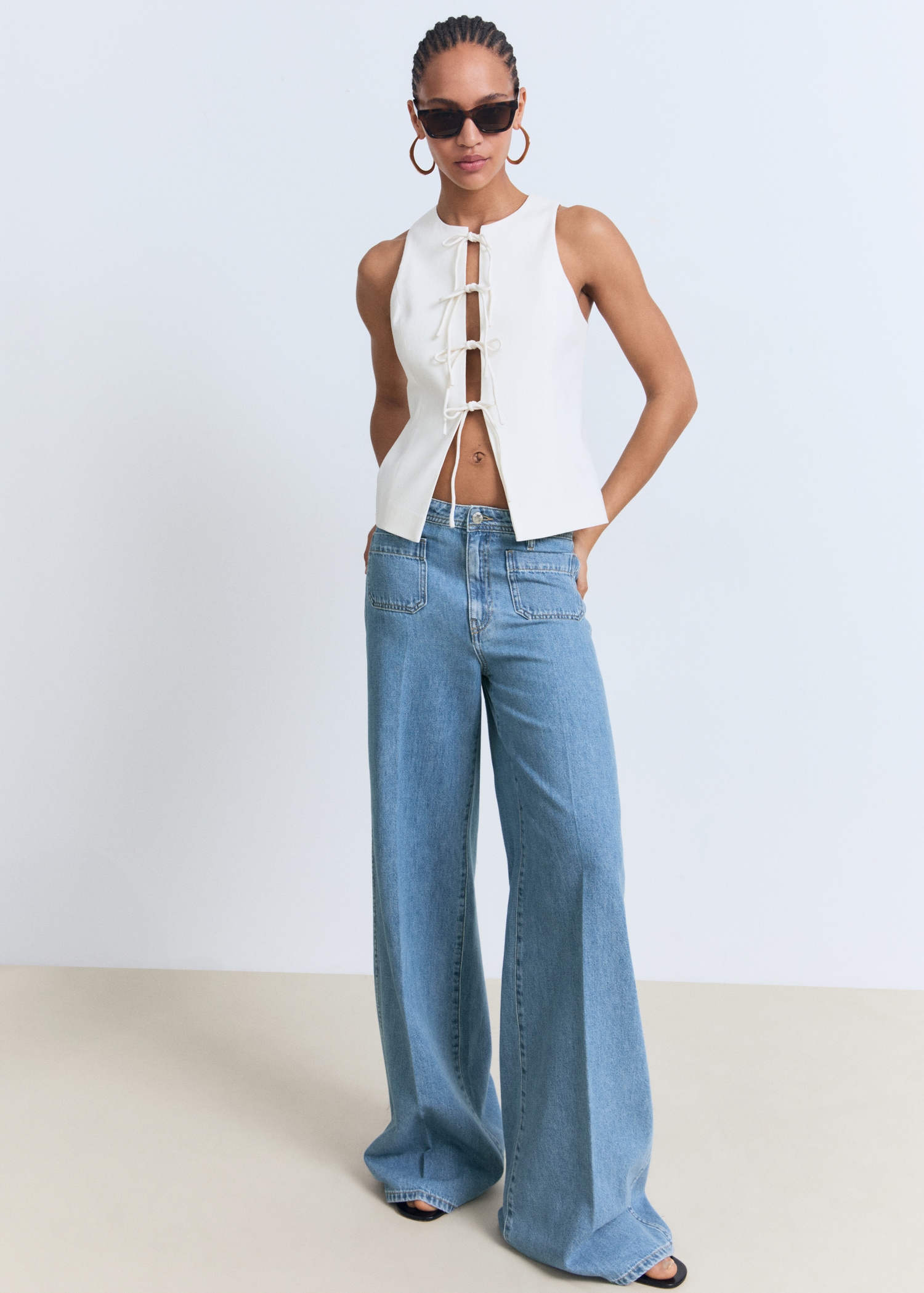 High-Rise Wide Leg Jeans With Pockets - Women | Mango Usa