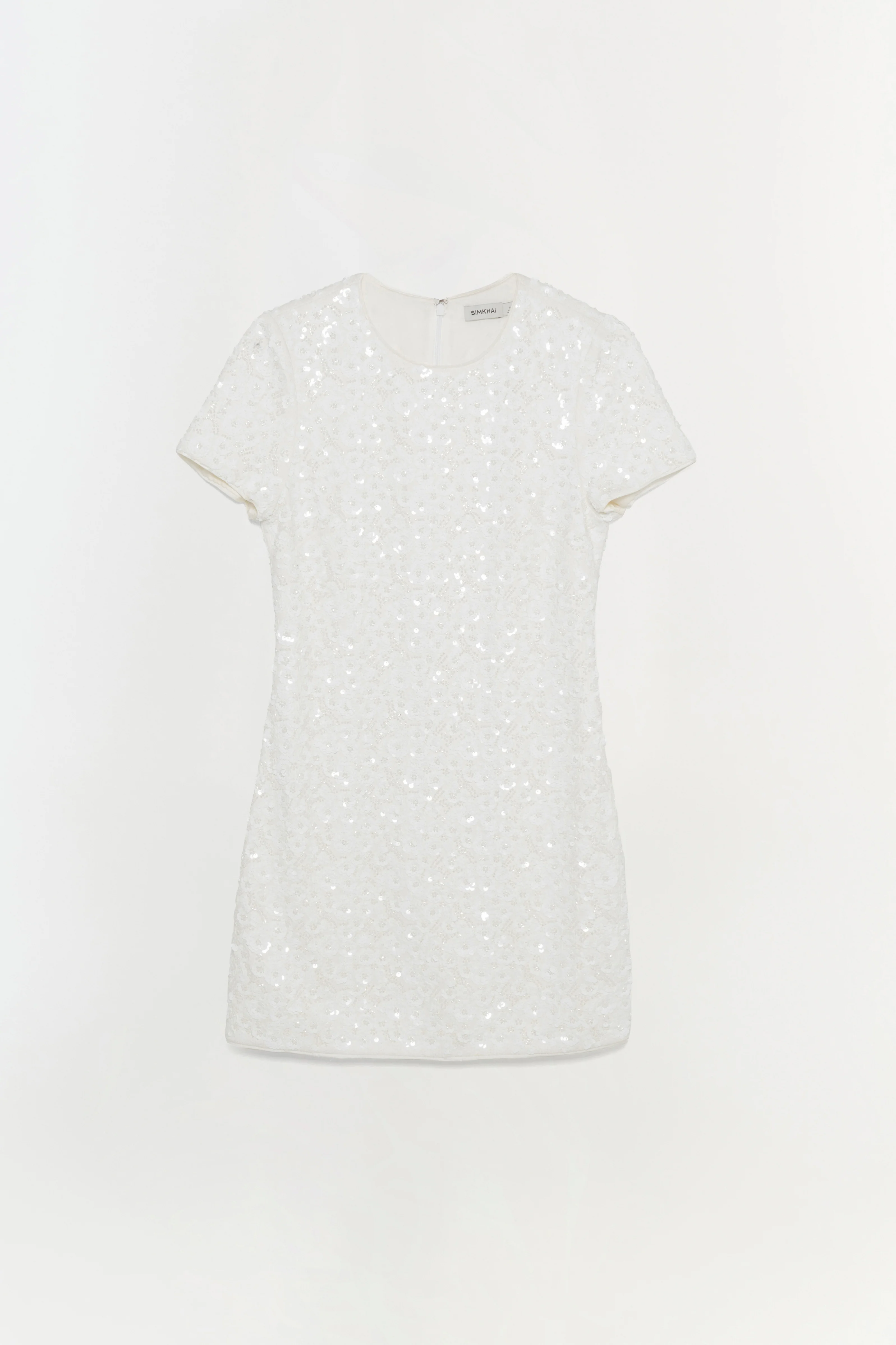 Simkhai white beaded short sleeve dress