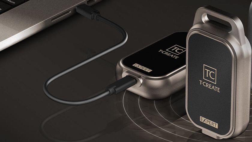Team Group T-Create Expert P34F portable SSD connected to a MacBook