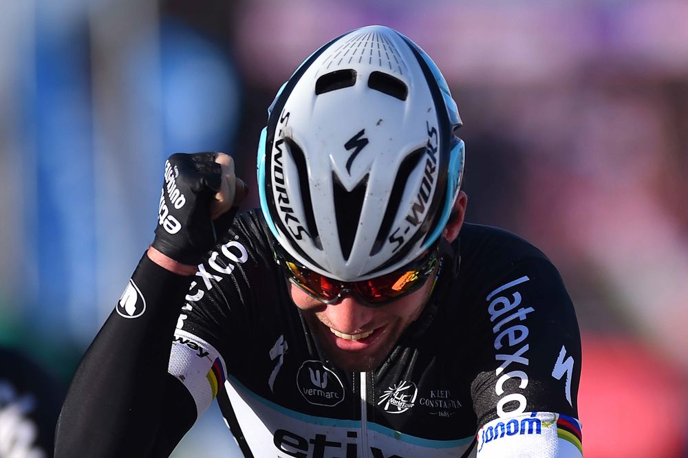 Cavendish soaks in the win after the line.