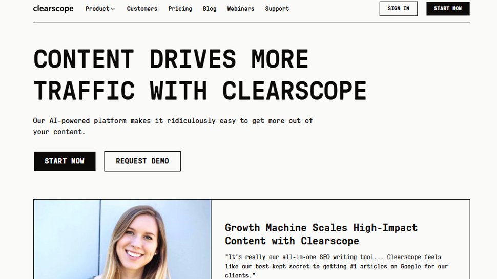 Website screenshot of Clearscope (July, 2025)