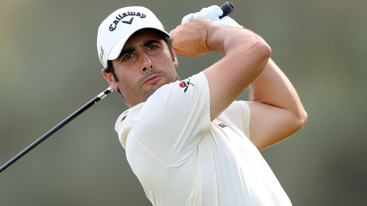 Adrian Otaegui plays a shot in the 2022 Mallorca Open