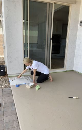 patio painting with a stencil