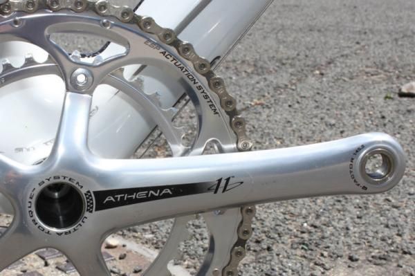 Athena's elegant polished aluminium crankset