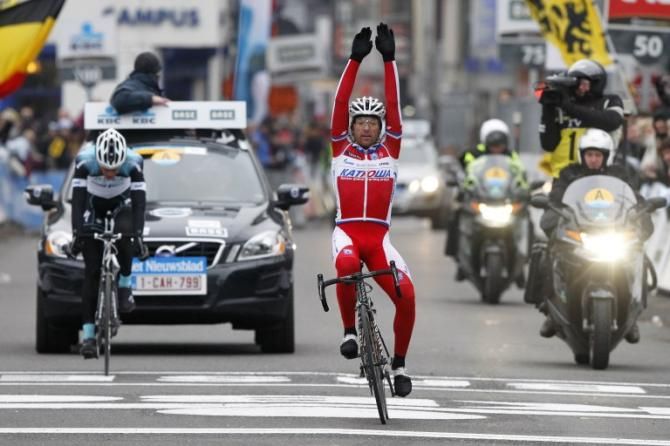 Luca Paolini (Katusha) wins Omloop Het Nieuwsblad