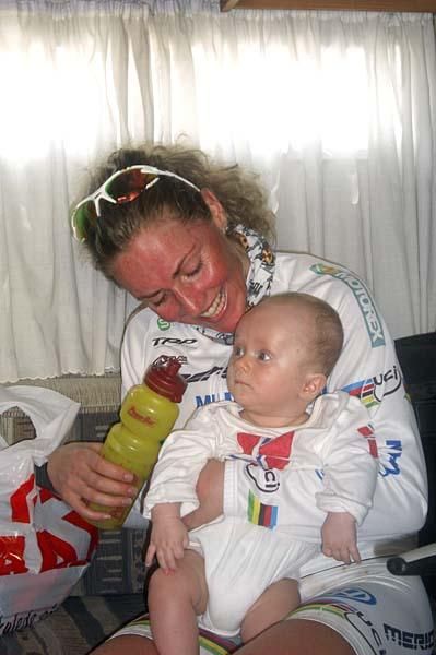 Gunn-Rita Dahle Flesjaa and her son