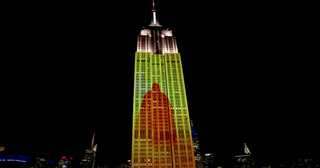 Darth Vader appears on the Empire State Building. 