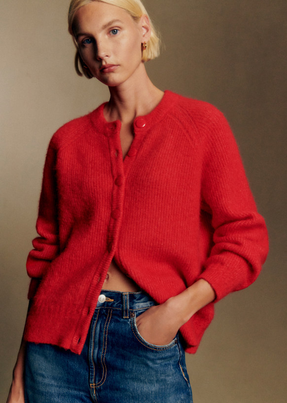 Othello Cardigan - Red - Baby Alpaca - S&amp;eacute;zane