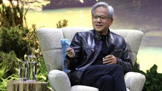 Nvidia CEO Jensen Huang pictured during a fireside chat with Salesforce CEO Marc Benioff at the Dreamforce 2024 conference, held at the Moscone Center in San Francisco, California.