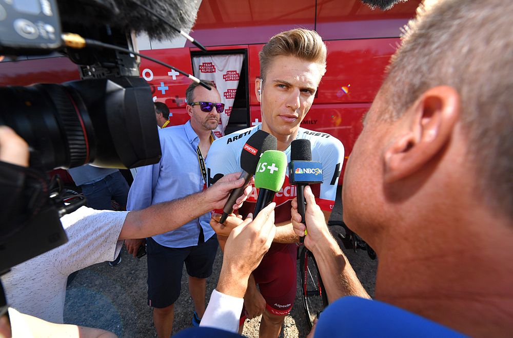 Marcel Kittel speaks to the press in Noirmoutier-En-L'&Iuml;le