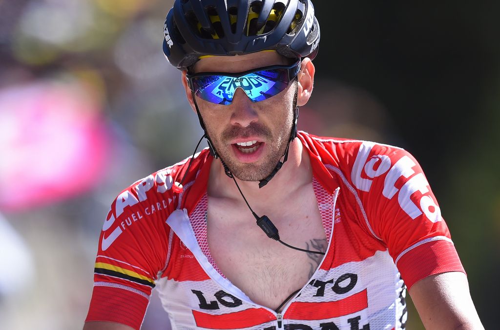 Thomas De Gendt (Lotto Soudal) crosses the line for his first Tour de France stage win