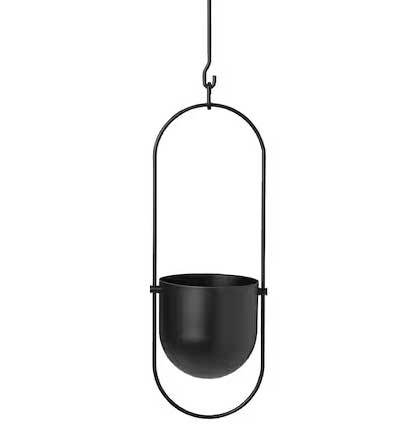 a metal hanging planter