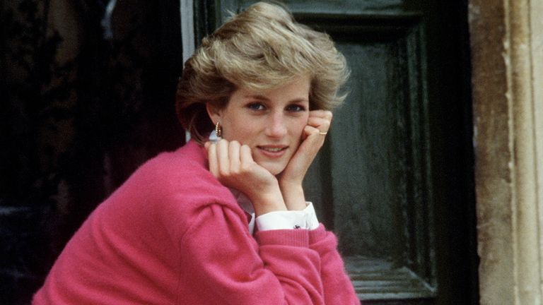 Princess Diana documentary: Diana, Princess of Wales (1961 - 1997) sitting on a step at her home, Highgrove House, in Doughton, Gloucestershire, 18th July 1986. 