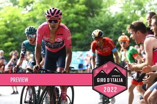 Richard Carapaz (Ineos Grenadiers), Jai Hindley (Bora Hansgrohe) and Mikel Landa (Bahrain Victorious) on stage 19 of the Giro d'Italia 2022