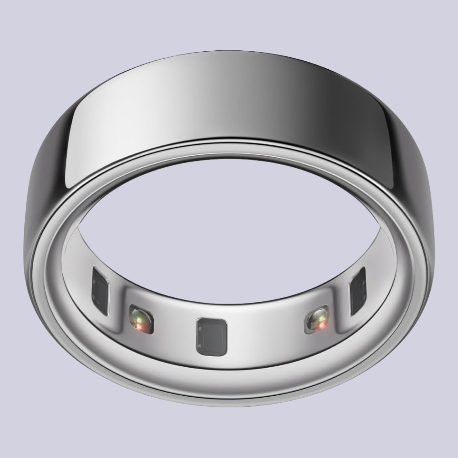 A silver Oura ring