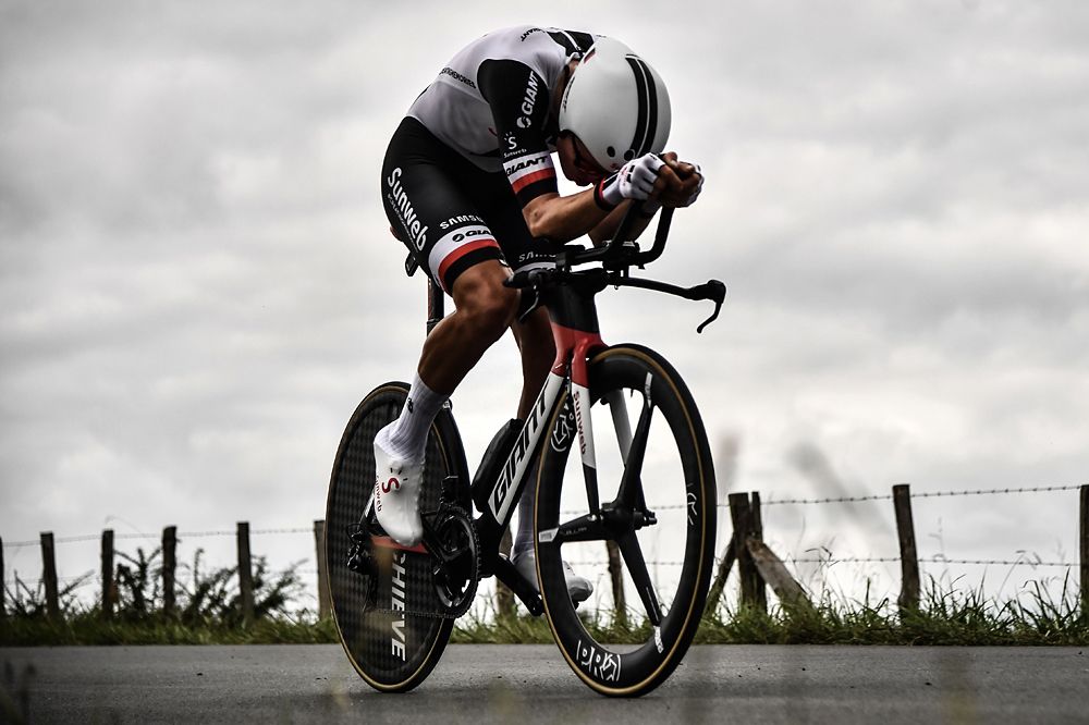 Soren Kragh Andersen briefly led the time trial standings during the 20th stage of the 105th edition of the Tour de France