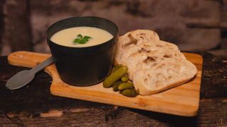 Cheese fondue camping meal