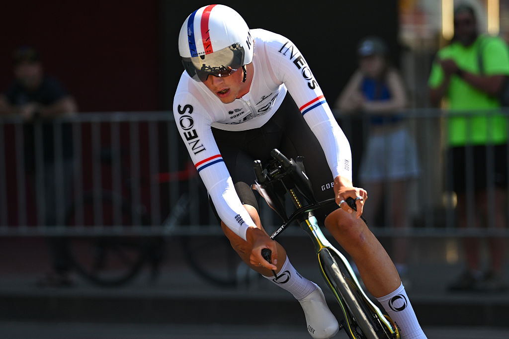 TIRANA ALBANIA MAY 10 Joshua Tarling of Great Britain and Team INEOS Grenadiers competes during the 108th Giro dItalia 2025 Stage 2 a 137km individual time trial stage from Tirana to Tirana UCIWT on May 10 2025 in Tirana Albania Photo by Tim de WaeleGetty Images