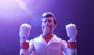 Toy Story 4 Duke Caboom holds his fists up ready for action