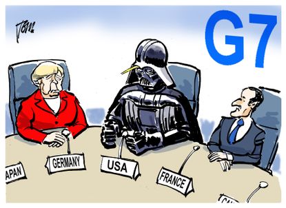 Political Cartoon U.S. G7 summit Trump Darth Vader Angela Merkel Emmanuel Macron