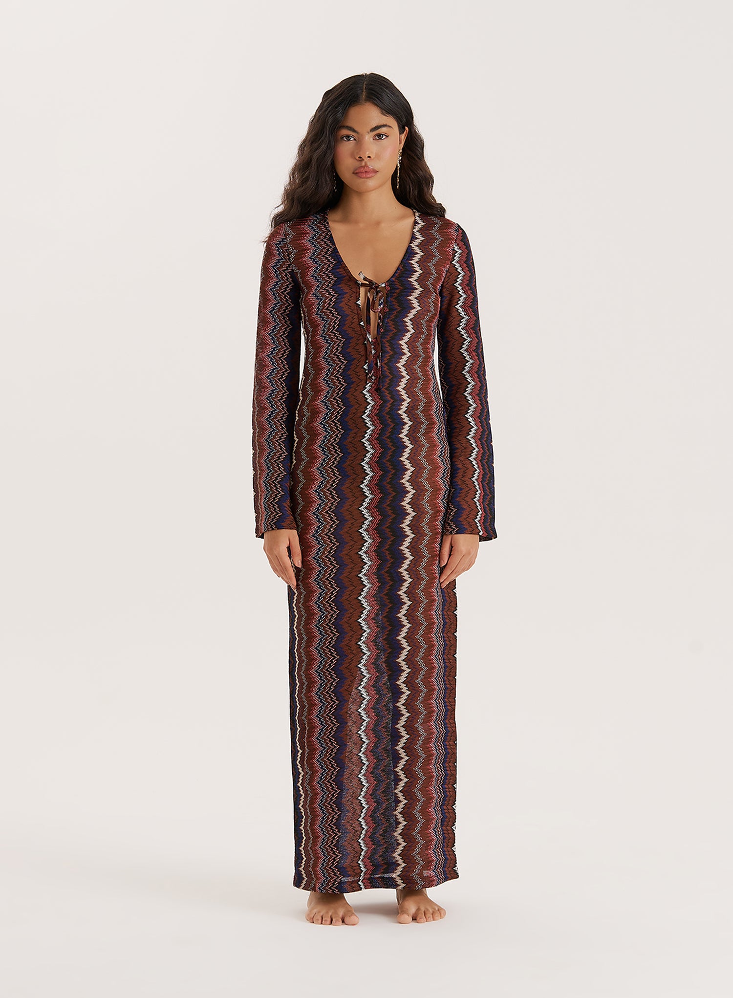 Abstract Print Knitted Maxi Dress- Farrah - 6