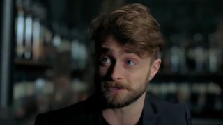 Daniel Radcliffe talking on the set of Harry Potter