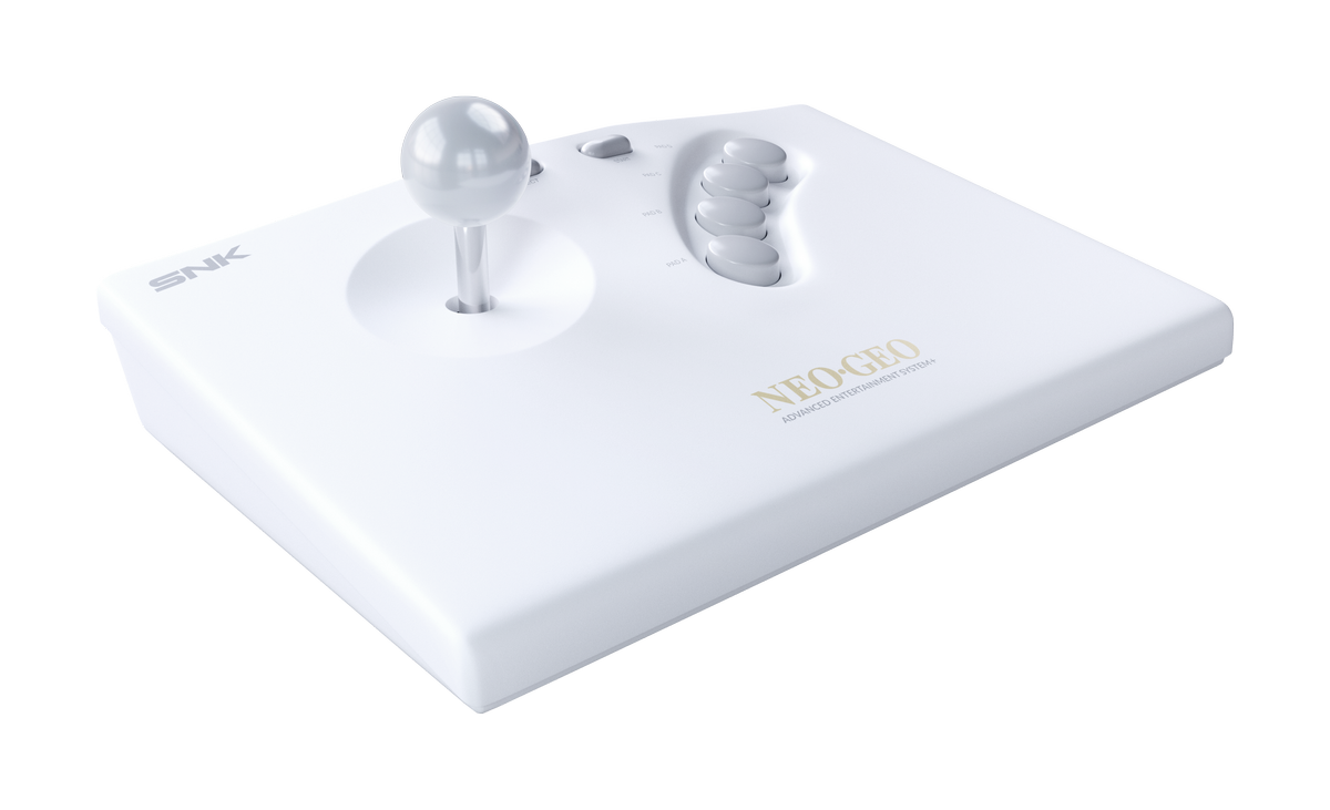 A retro game console from the 1990s by SNK NEOGEO in black and white