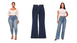 abercrombie jeans composite of cut outs and models