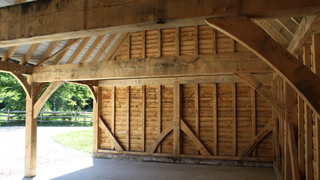 three bay oak frame garage