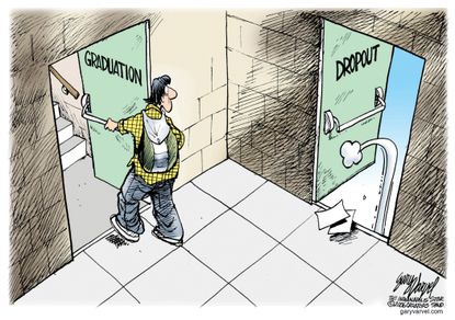 Editorial cartoon U.S. graduate dropout
