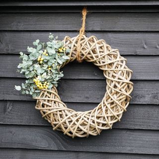 Rattan wreath with leaves