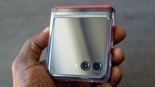 Motorola Razr Plus 2023 with a first-party case on
