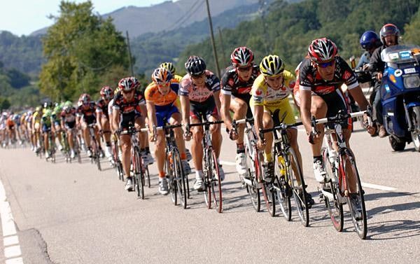 Vladimir Karpets leads the peloton