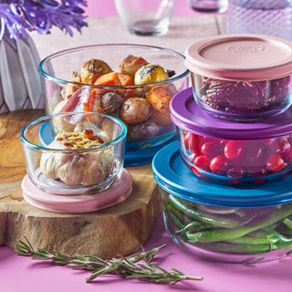 Pyrex® 10-piece Glass Food Storage Container Set with Pastel Colored Lids