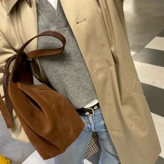 @thatsaleaf casual winter outfit trench sweater and jeans