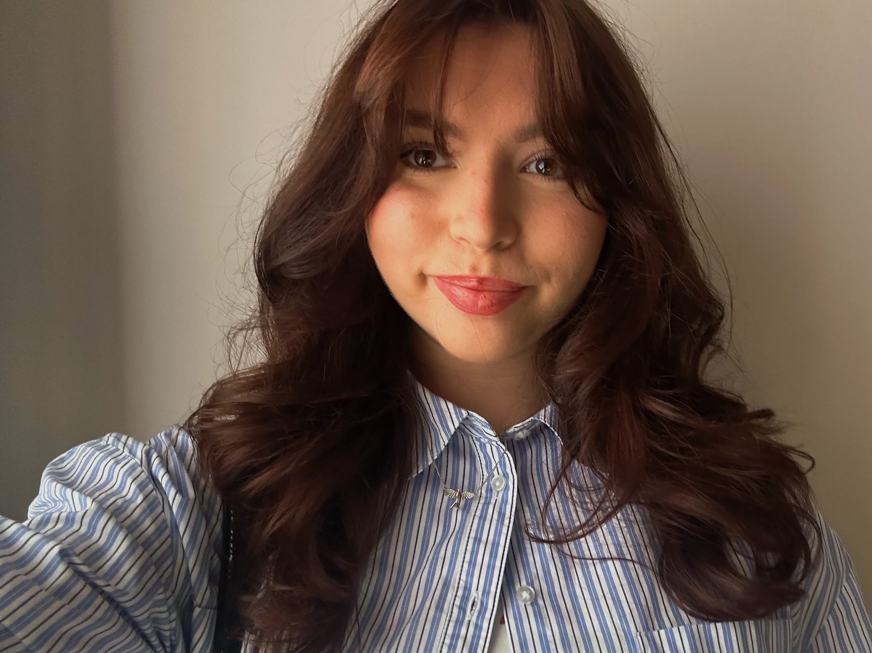 Selfie of results after using the dyson Airwrap i.d. to dry hair.