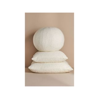 white boucle cushions round and square