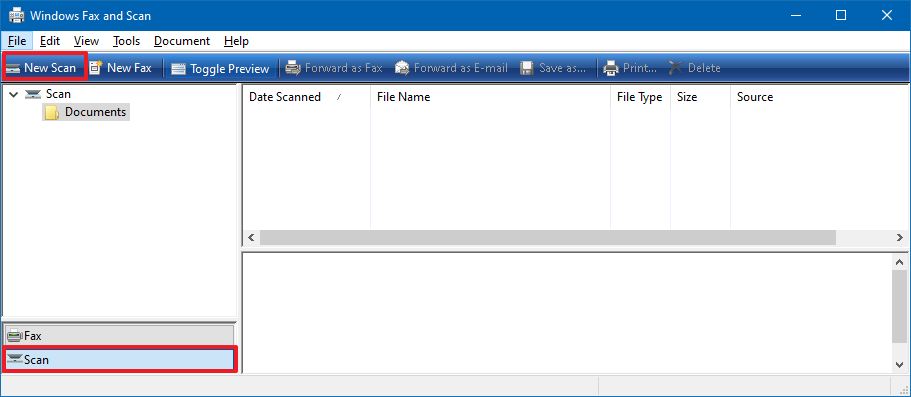 Windows Fax Scan new scan option
