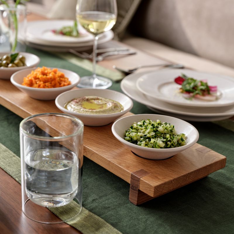 Basel Mise En Place 24" White Oak Serving Board With Four 5" Bowls by Daniel Humm