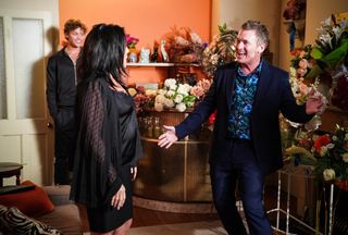 Alfie Moon surprises Kat Slater with a big flower display in EastEnders