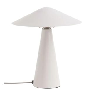 white cone-shaped table lamp