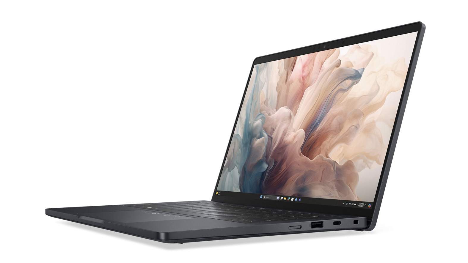 Dell Pro laptop side angle showing ports