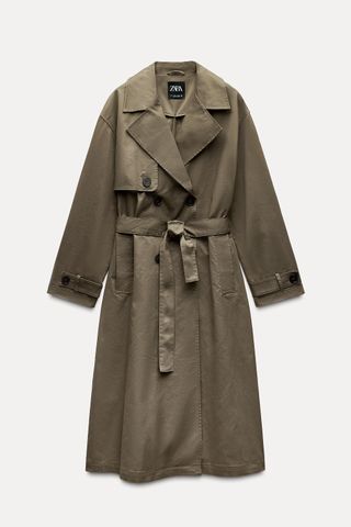 Long Trench Coat With Belt