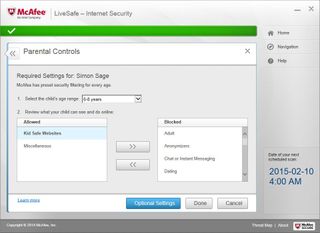 McAfee LiveSafe antivirus 2015 parental controls