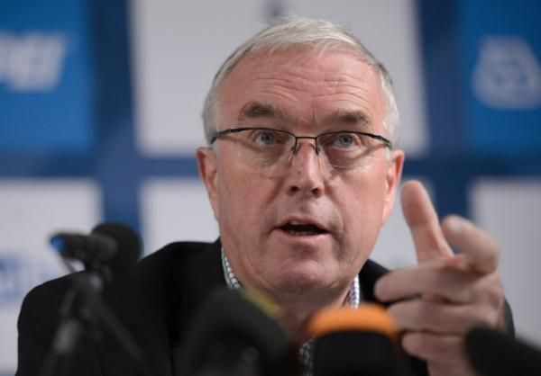 UCI president Pat McQuaid answers a question during a press conference held during the UCI road world championships in Valkenburg.