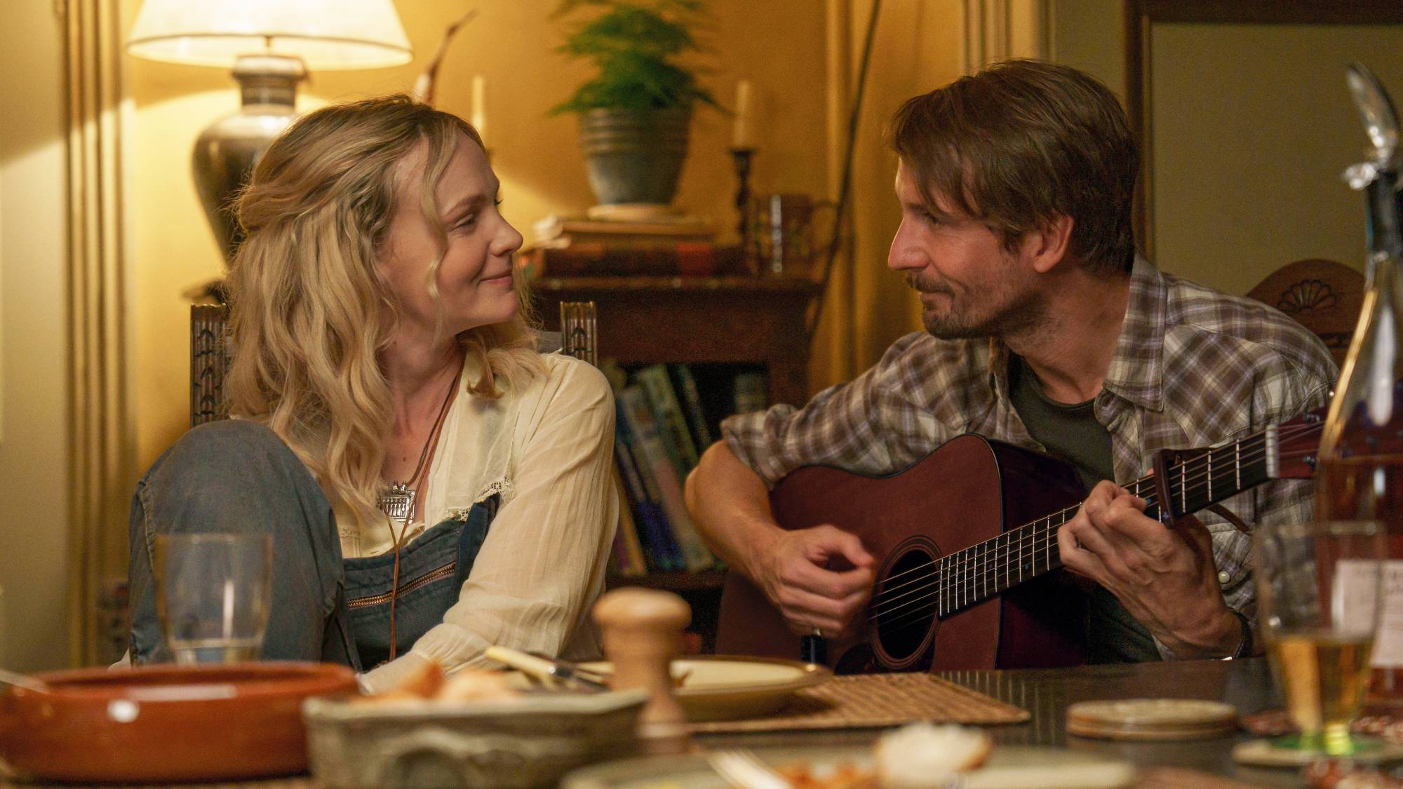 (L-R) Carey Mulligan as Nell Mortimer and Tim Key as Charles Heath in "The Ballad of Wallis Island"