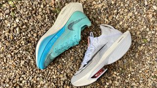 a photo of the Nike Alphafly Next% 2 and the Nike Vaporfly Next% 2 