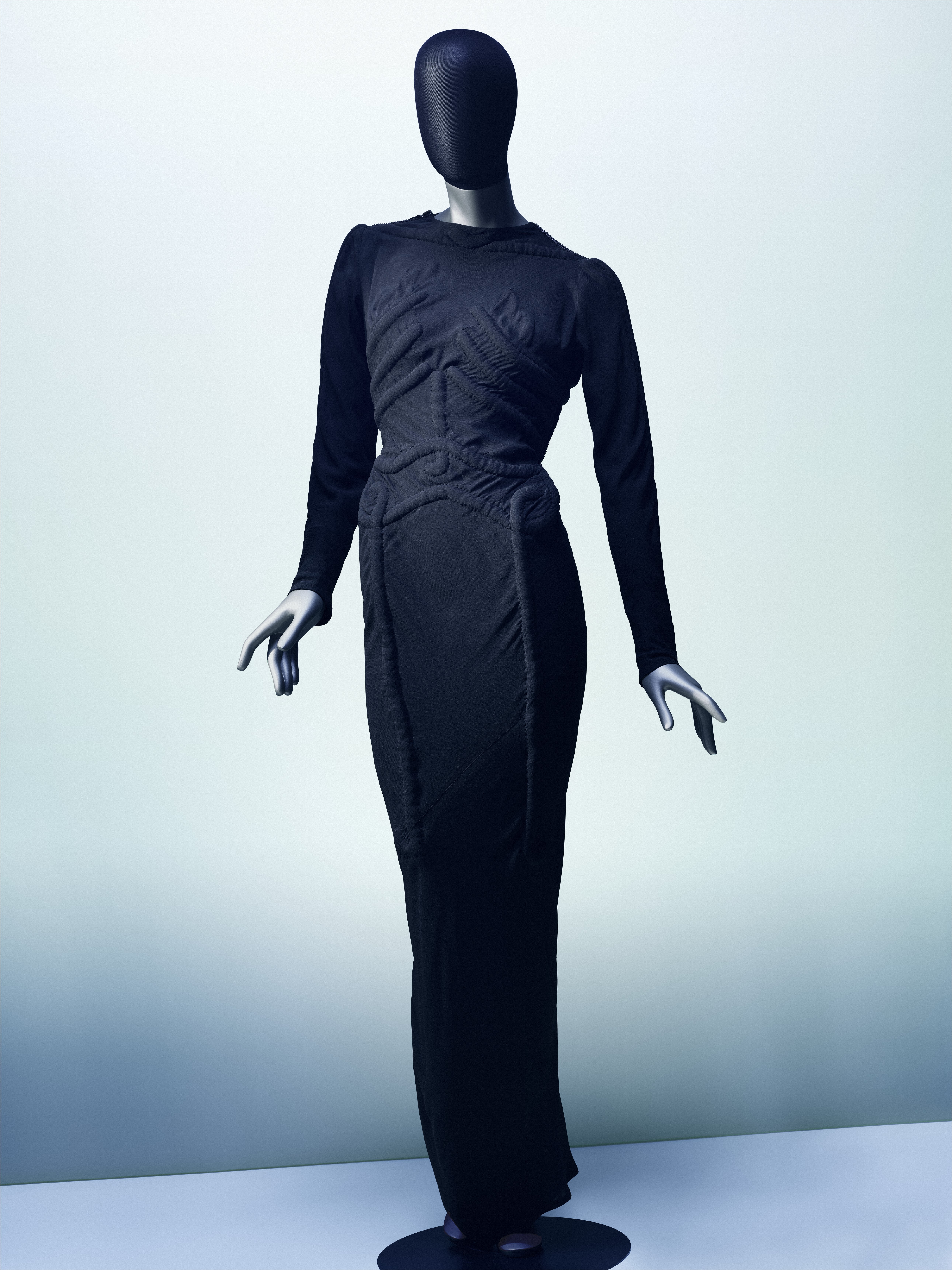 Skeleton Dress, designed by Elsa Schiaparelli and Salvador Dali&amp;#769;, 1938. V&amp;amp;A &amp;copy; 2025 Salvador Dali&amp;#769;, Fundacio&amp;#769; Gala-Salvador Dali&amp;#769;, DACS. Photograph &amp;copy; Emil Larsson